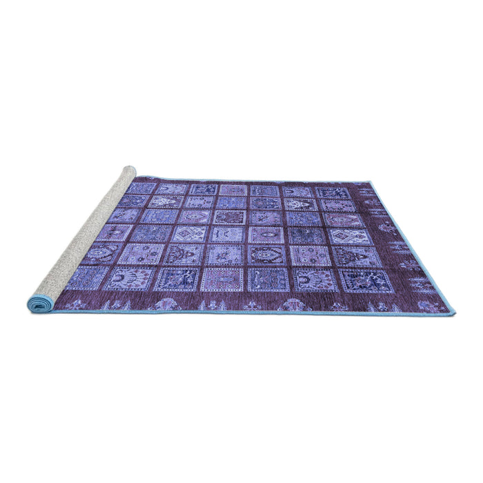 Sideview of Machine Washable Abstract Blue Modern Rug, wshabs3725blu