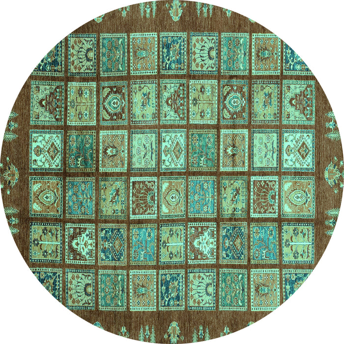 Round Machine Washable Abstract Turquoise Modern Area Rugs, wshabs3725turq