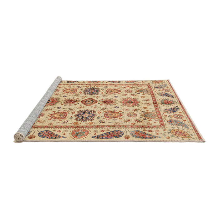 Sideview of Machine Washable Abstract Chocolate Brown Rug, wshabs3726