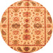 Round Machine Washable Abstract Orange Modern Area Rugs, wshabs3726org