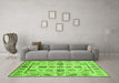 Machine Washable Abstract Green Modern Area Rugs in a Living Room,, wshabs3726grn