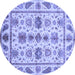 Round Abstract Blue Modern Rug, abs3726blu