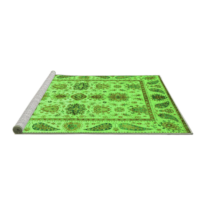 Sideview of Machine Washable Abstract Green Modern Area Rugs, wshabs3726grn