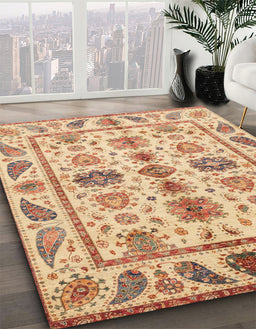 Abstract Chocolate Brown Modern Rug in Family Room, abs3726