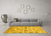 Machine Washable Abstract Yellow Modern Rug, wshabs3726yw