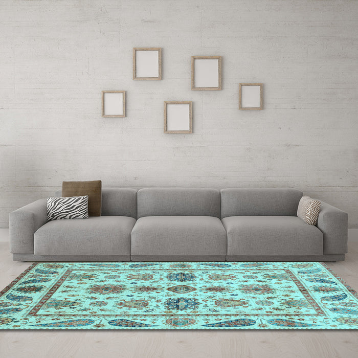 Machine Washable Abstract Light Blue Modern Rug in a Living Room, wshabs3726lblu