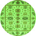 Round Abstract Green Modern Rug, abs3726grn