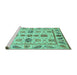 Sideview of Machine Washable Abstract Turquoise Modern Area Rugs, wshabs3726turq