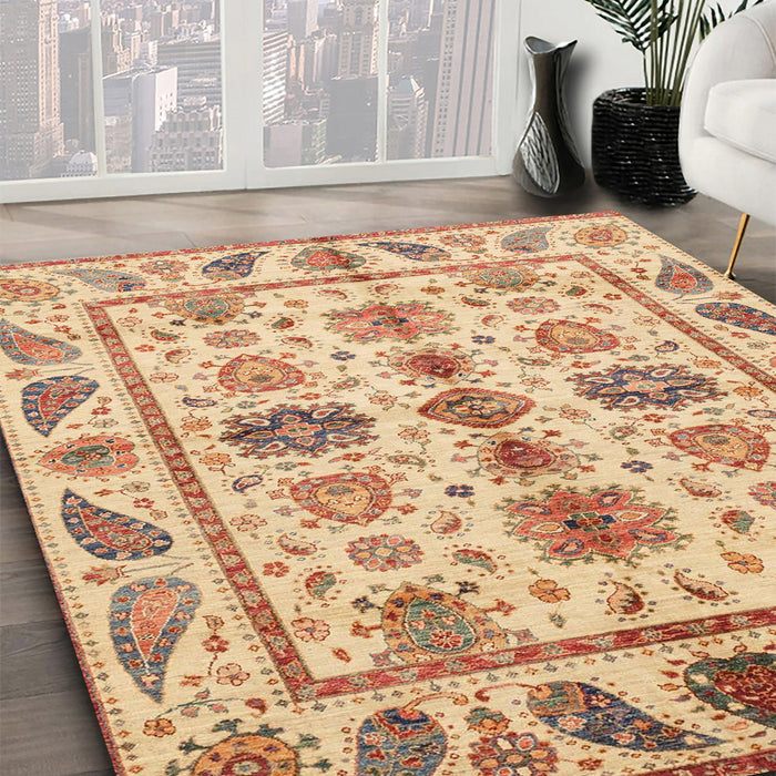 Abstract Chocolate Brown Modern Rug in Family Room, abs3726