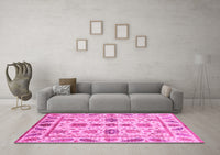 Machine Washable Abstract Pink Modern Rug, wshabs3726pnk