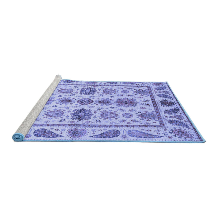 Sideview of Machine Washable Abstract Blue Modern Rug, wshabs3726blu