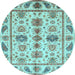 Round Abstract Light Blue Modern Rug, abs3726lblu