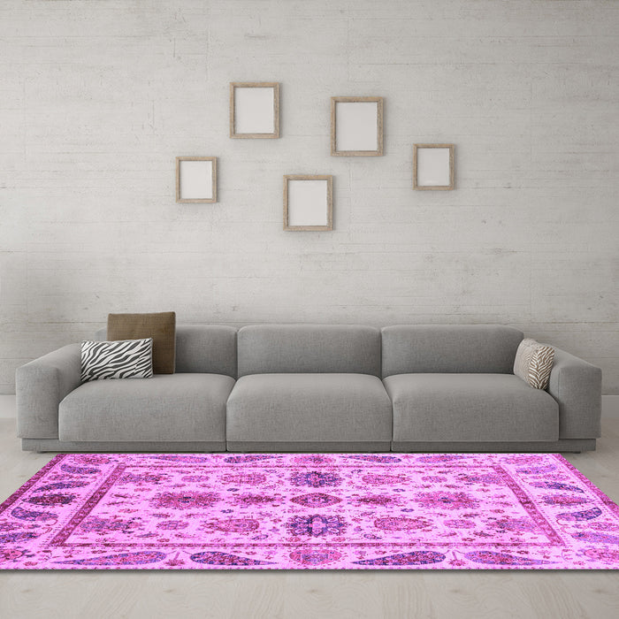 Machine Washable Abstract Purple Modern Area Rugs in a Living Room, wshabs3726pur