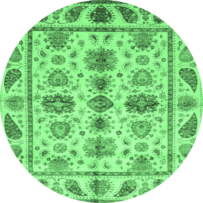 Round Abstract Emerald Green Modern Rug, abs3726emgrn