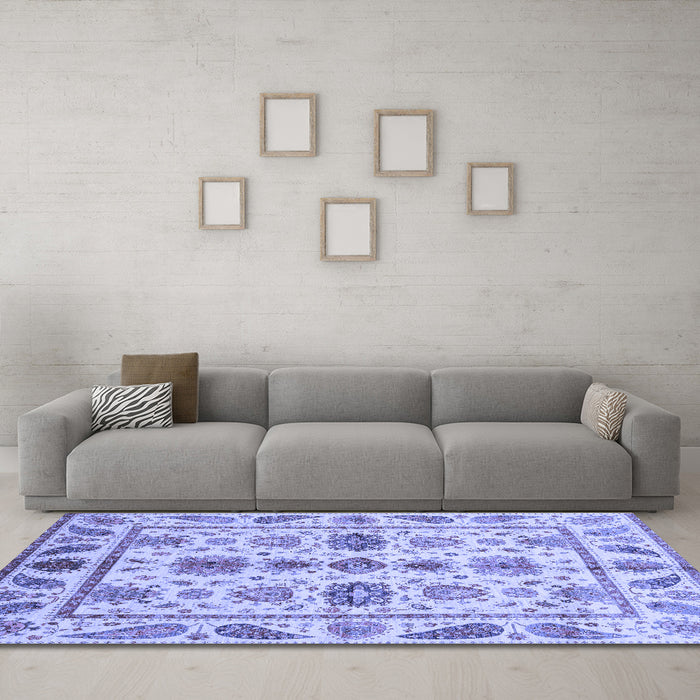 Machine Washable Abstract Blue Modern Rug in a Living Room, wshabs3726blu