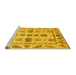 Sideview of Machine Washable Abstract Yellow Modern Rug, wshabs3726yw