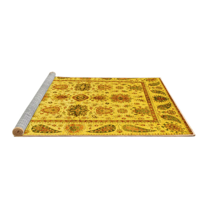 Sideview of Machine Washable Abstract Yellow Modern Rug, wshabs3726yw