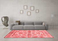 Machine Washable Abstract Red Modern Rug, wshabs3726red