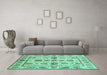 Machine Washable Abstract Turquoise Modern Area Rugs in a Living Room,, wshabs3726turq