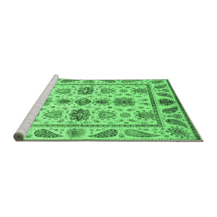 Sideview of Machine Washable Abstract Emerald Green Modern Area Rugs, wshabs3726emgrn