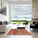 Square Abstract Bronze Brown Southwestern Rug in a Living Room, abs3727