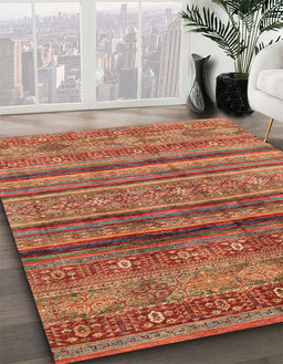 Abstract Bronze Brown Southwestern Rug in Family Room, abs3727