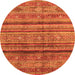 Round Machine Washable Southwestern Orange Country Area Rugs, wshabs3727org