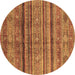 Round Southwestern Brown Country Rug, abs3727brn