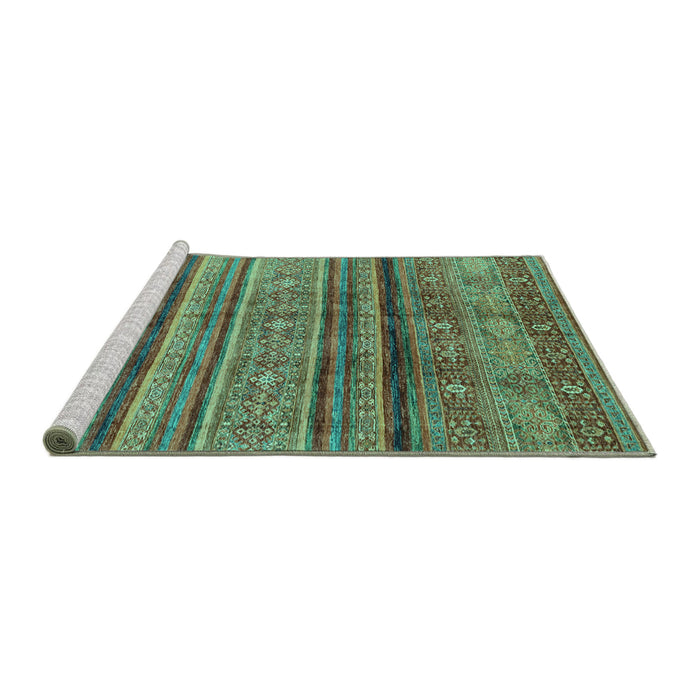 Sideview of Machine Washable Southwestern Turquoise Country Area Rugs, wshabs3727turq