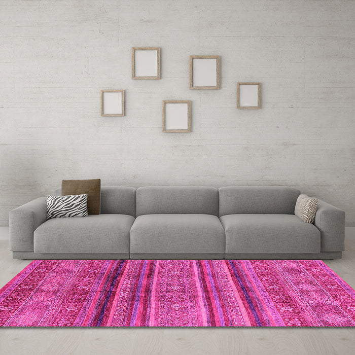 Machine Washable Southwestern Pink Country Rug in a Living Room, wshabs3727pnk
