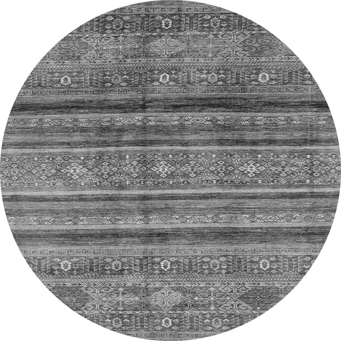 Round Machine Washable Southwestern Gray Country Rug, wshabs3727gry