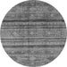 Round Machine Washable Southwestern Gray Country Rug, wshabs3727gry