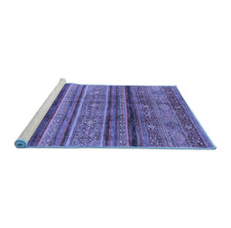 Sideview of Machine Washable Southwestern Blue Country Rug, wshabs3727blu