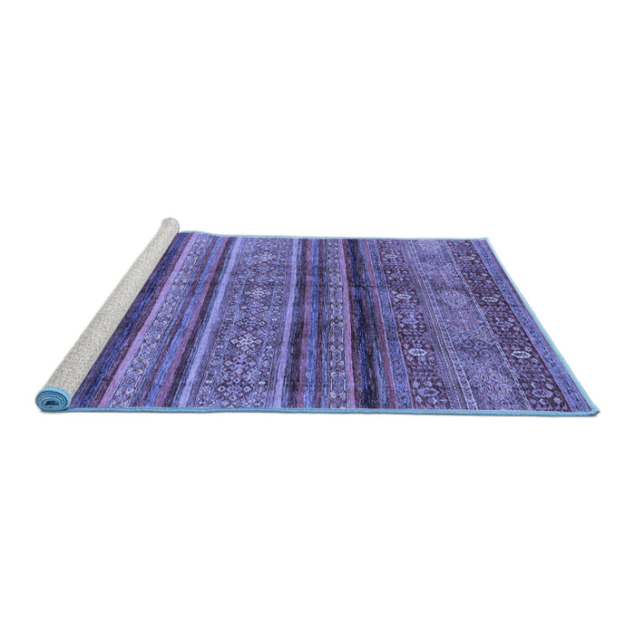 Sideview of Machine Washable Southwestern Blue Country Rug, wshabs3727blu
