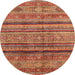 Round Abstract Bronze Brown Southwestern Rug, abs3727