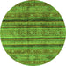 Round Southwestern Green Country Rug, abs3727grn