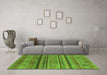 Machine Washable Southwestern Green Country Area Rugs in a Living Room,, wshabs3727grn