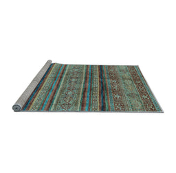 Sideview of Machine Washable Southwestern Light Blue Country Rug, wshabs3727lblu