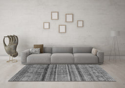Machine Washable Southwestern Gray Country Rug in a Living Room,, wshabs3727gry