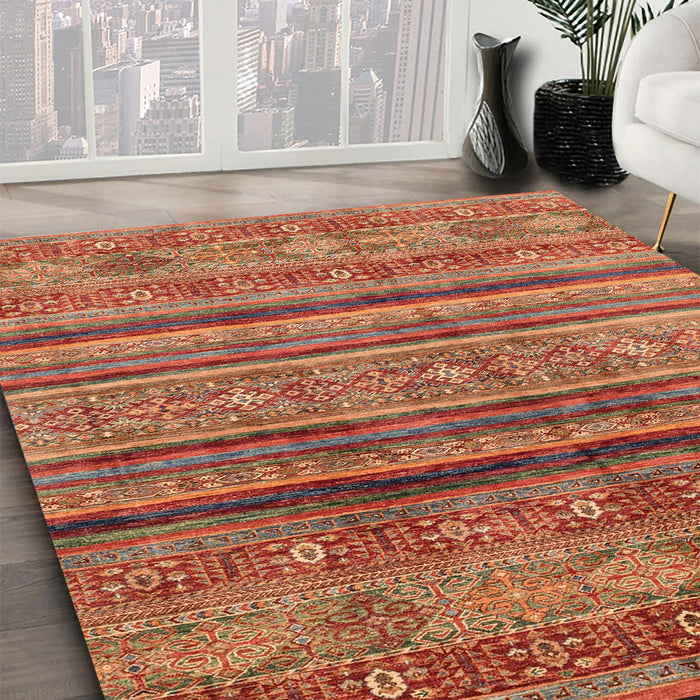 Machine Washable Abstract Bronze Brown Rug in a Family Room, wshabs3727