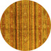 Round Machine Washable Southwestern Yellow Country Rug, wshabs3727yw