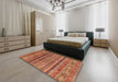 Machine Washable Abstract Bronze Brown Rug in a Bedroom, wshabs3727