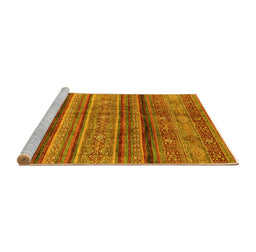 Sideview of Machine Washable Southwestern Yellow Country Rug, wshabs3727yw