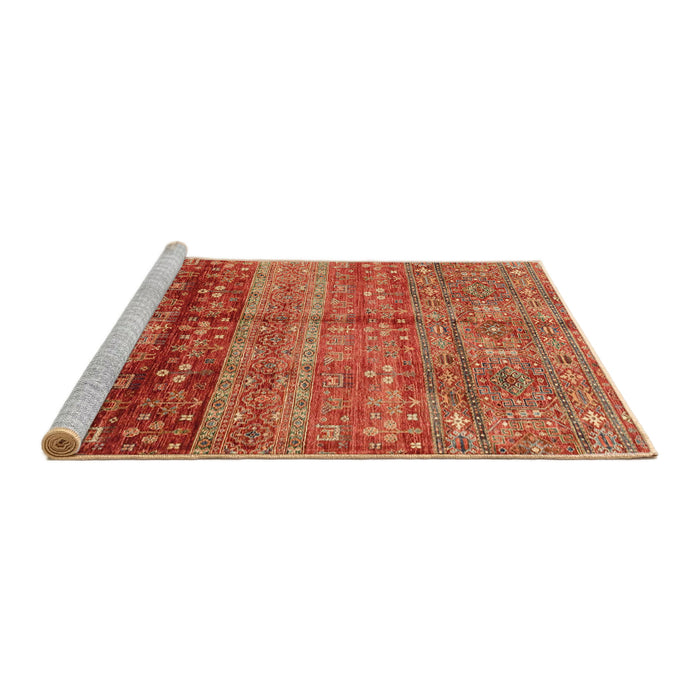 Sideview of Machine Washable Abstract Orange Rug, wshabs3728