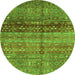 Round Abstract Green Modern Rug, abs3728grn