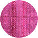 Round Abstract Pink Modern Rug, abs3728pnk