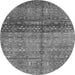 Round Abstract Gray Modern Rug, abs3728gry