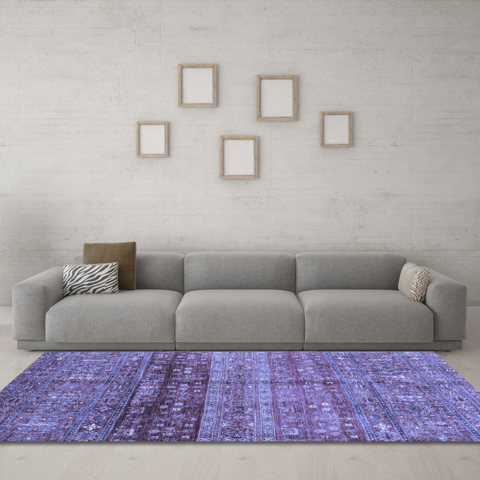 Machine Washable Abstract Blue Modern Rug in a Living Room, wshabs3728blu