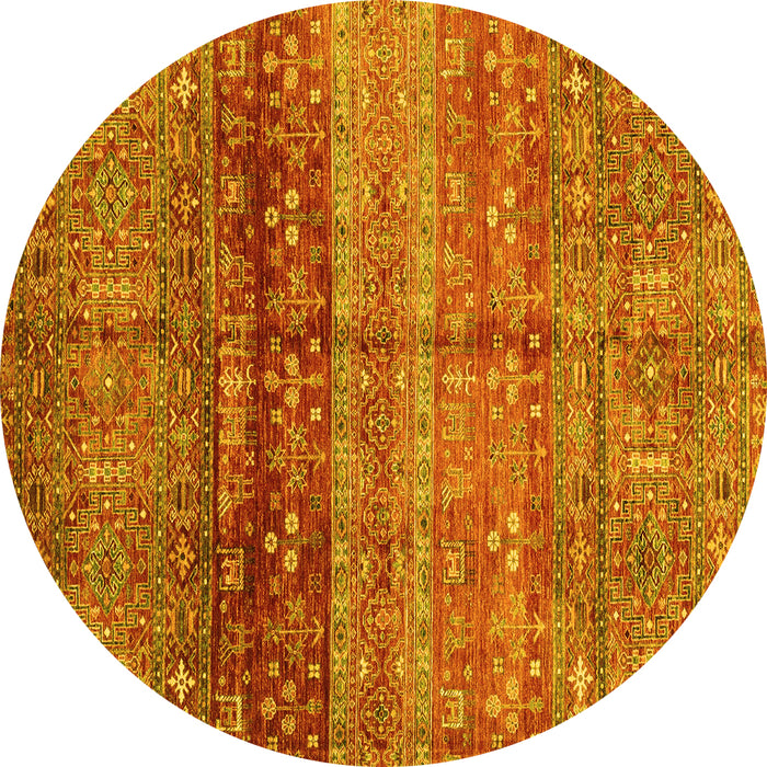 Round Abstract Yellow Modern Rug, abs3728yw