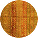 Round Abstract Yellow Modern Rug, abs3728yw